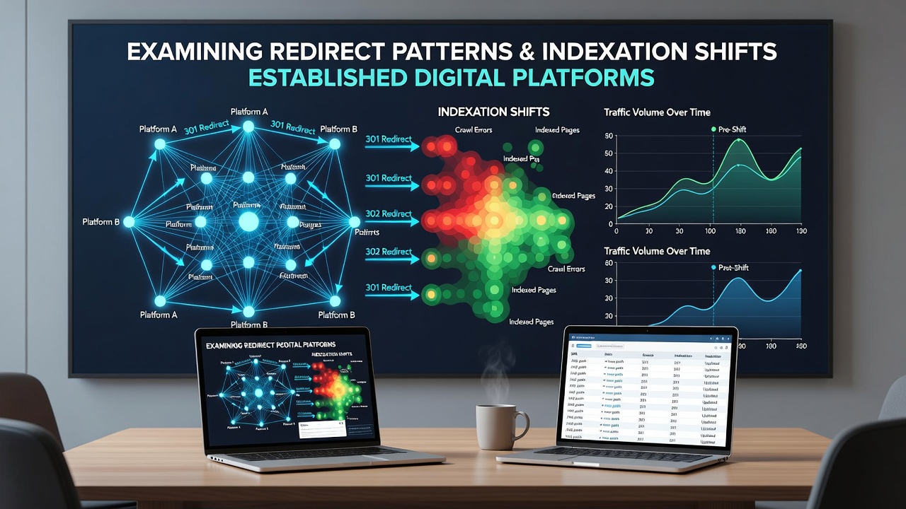 Data visualization of indexation shifts following platform redirects